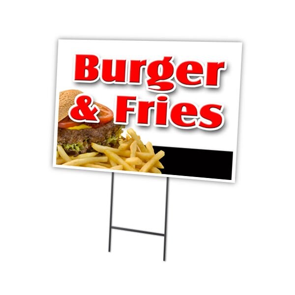 Signmission Burger & Fries Yard Sign & Stake outdoor plastic coroplast window, C-1216 Burger & Fries C-1216 Burger & Fries - main